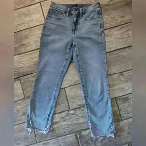 J. Crew Classic Straight High Rise Casual Essential Frayed Denim Jeans #194